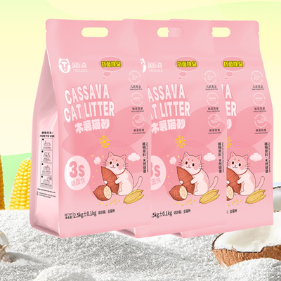 Litière pour chat en manioc, sans poussière, agglomérante, OEM, fabricant, vente en gros, agglomérant naturel, lavable