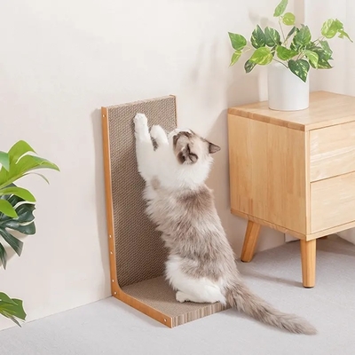 Buy OEM L Shape Cat Scratcher Detachable Vertical Cardboard Cat Scratcher online manufacture