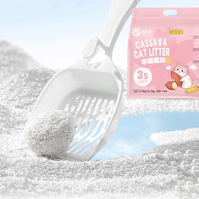 Wholesale Price Cassava Sand Strong Deodorization Environmentally Biodegradable Pure Cassava Flour Litter Urine Odor Eliminator Zero Dust Anti-Sticking 3s Fast Clumping