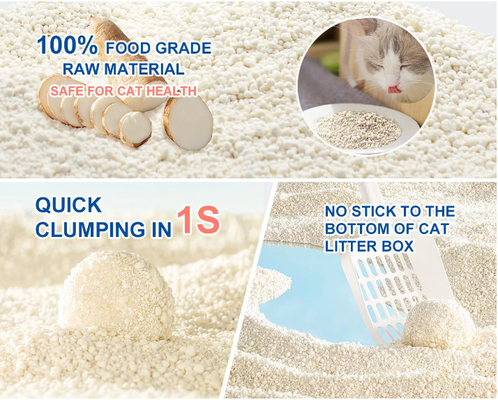 Eco Friendly Biodegradable Cassava Cat Litter Factory Made Odor Control Fast Absorbent Low Dust Safe For Kitten Adult Cats And Sensitive Paws